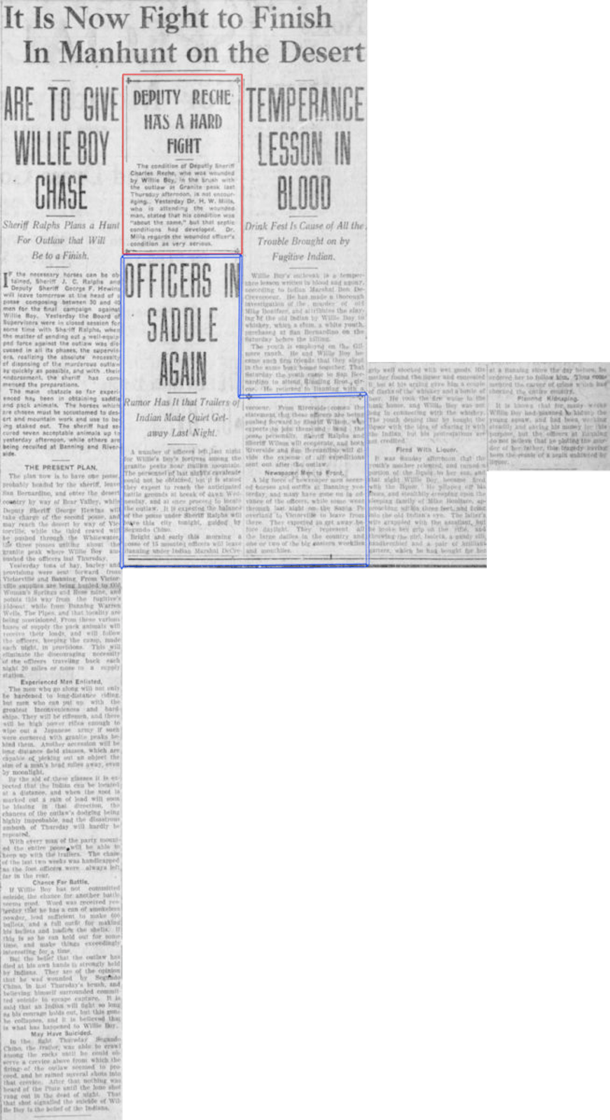 Oct. 12, 1909 - The San Bernardino County Sun article clipping