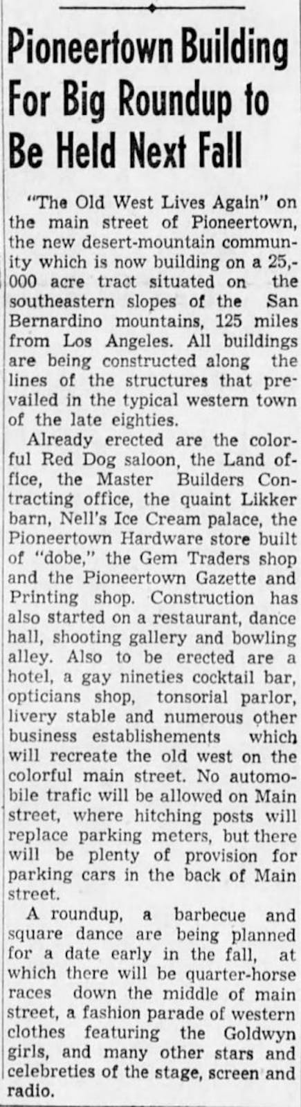 Pioneertown building for big roundup article clipping