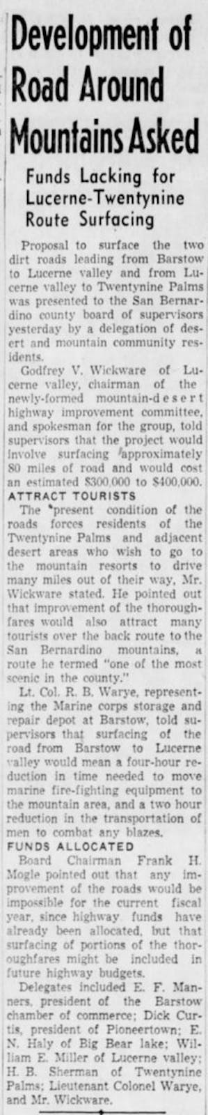 Oct. 15, 1947 - The San Bernardino County Sun article clipping