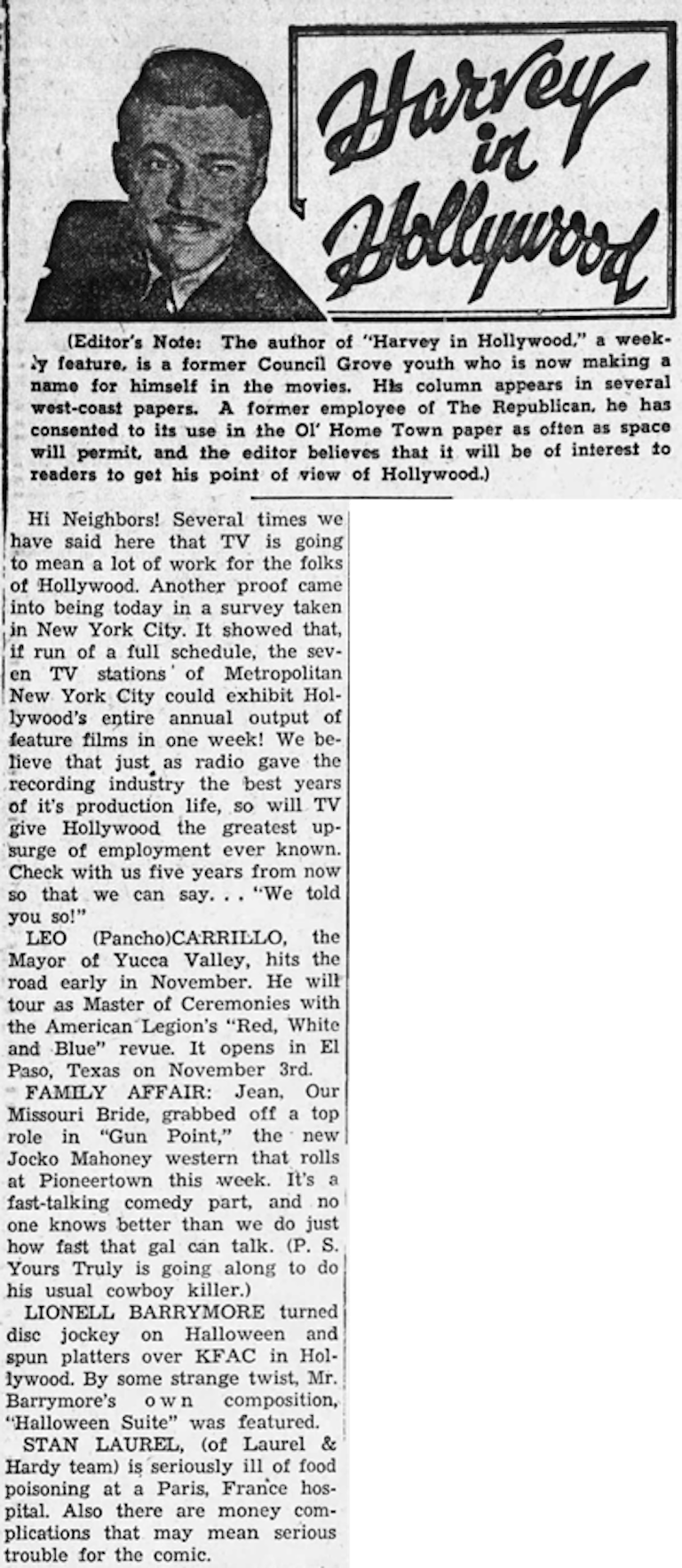 Harvey in Hollywood Nov. 13, 1950