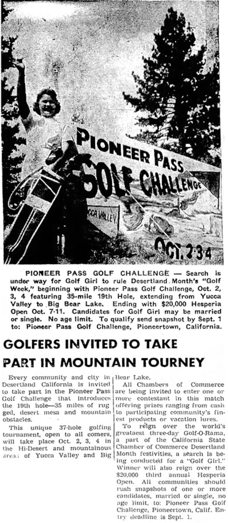 Aug. 20, 1959 - Desert Sentinel article clipping