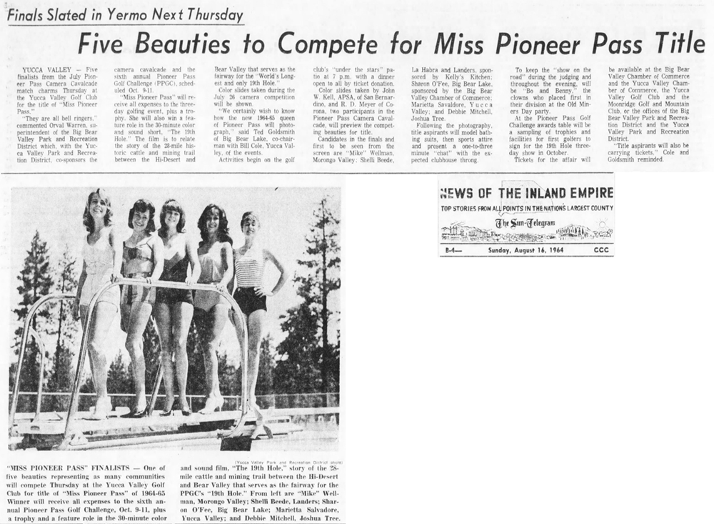 Aug. 16, 1964 - The San Bernardino County Sun artcile clipping