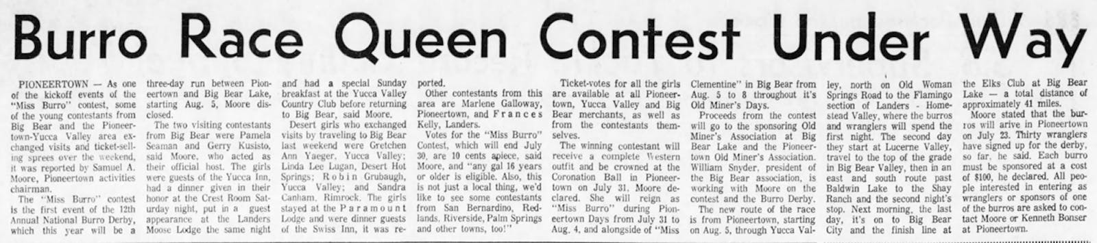 Burro Rage Queen article clipping