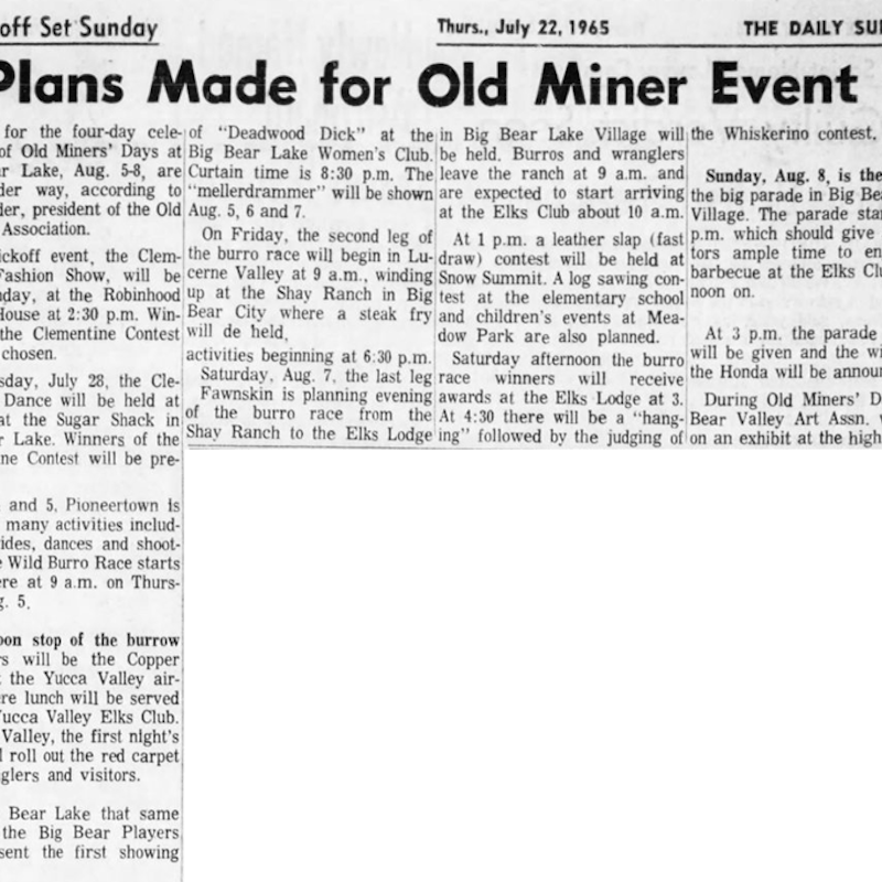 July 22, 1965 - The San Bernardino County Sun article clipping