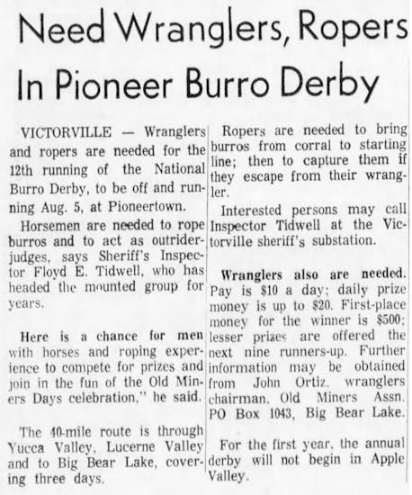 July 24, 1965 - The San Bernardino County Sun article clipping