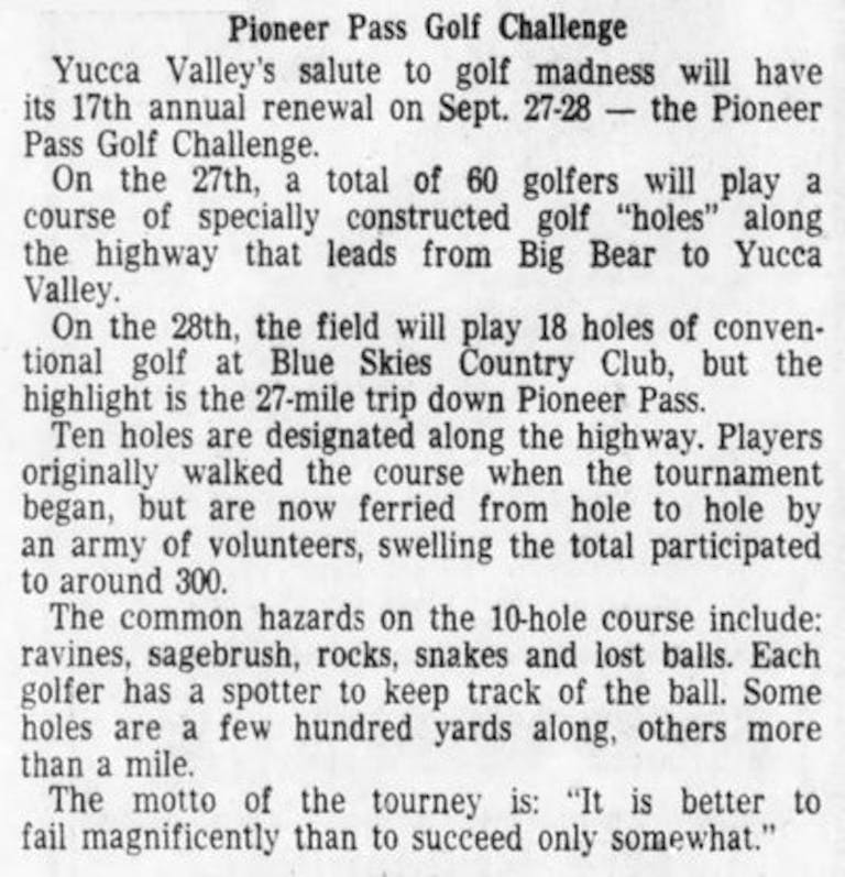 Sept. 19, 1975 Pioneer Pass Golf Challenge clipping