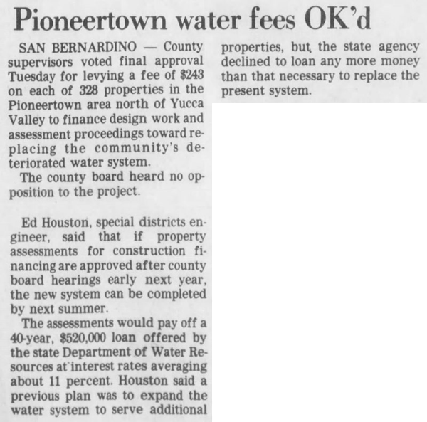 Sept. 8, 1982 water fees clipping
