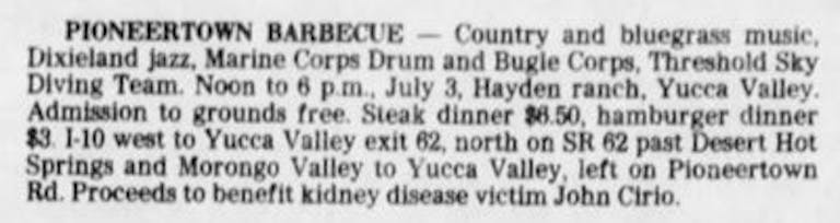 Pioneertown barbeque clipping