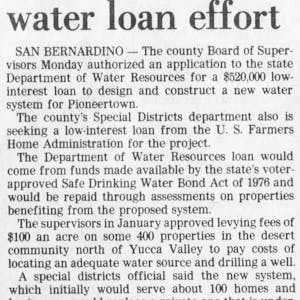supervisors back water loan effort article clipping