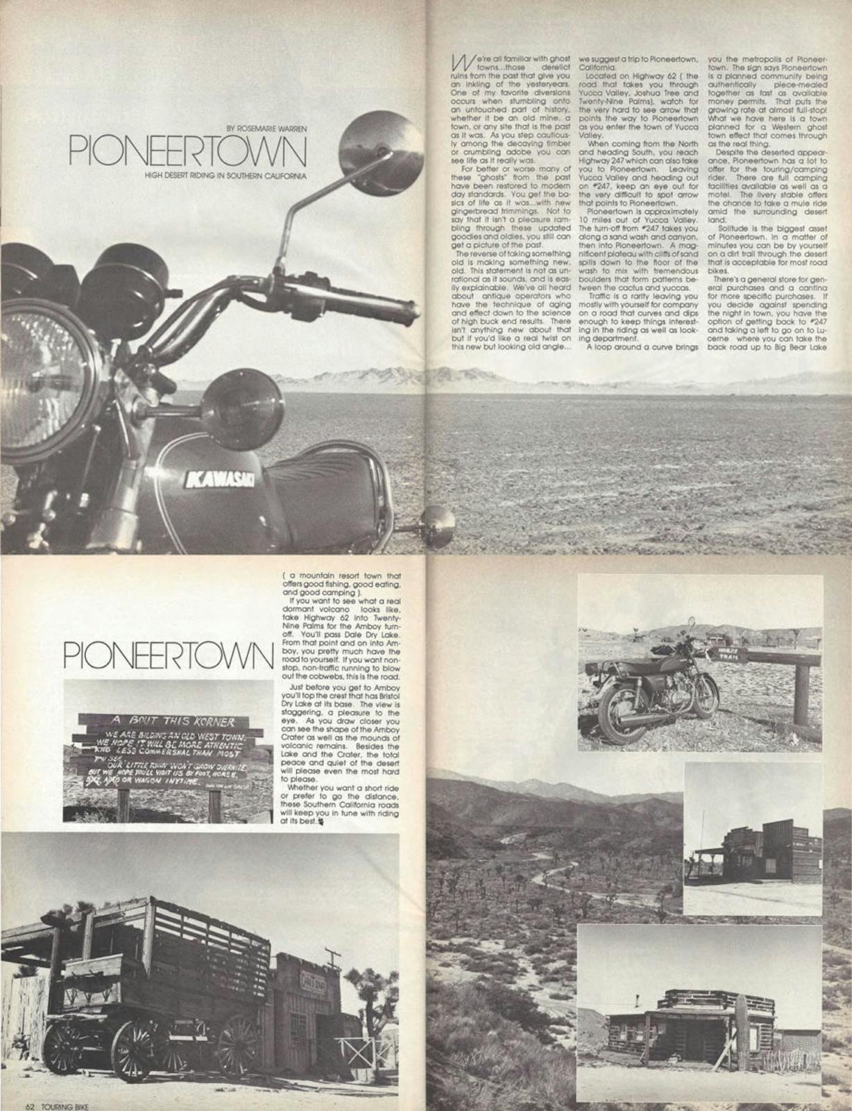 Touring Bike Pioneertown article from 1977