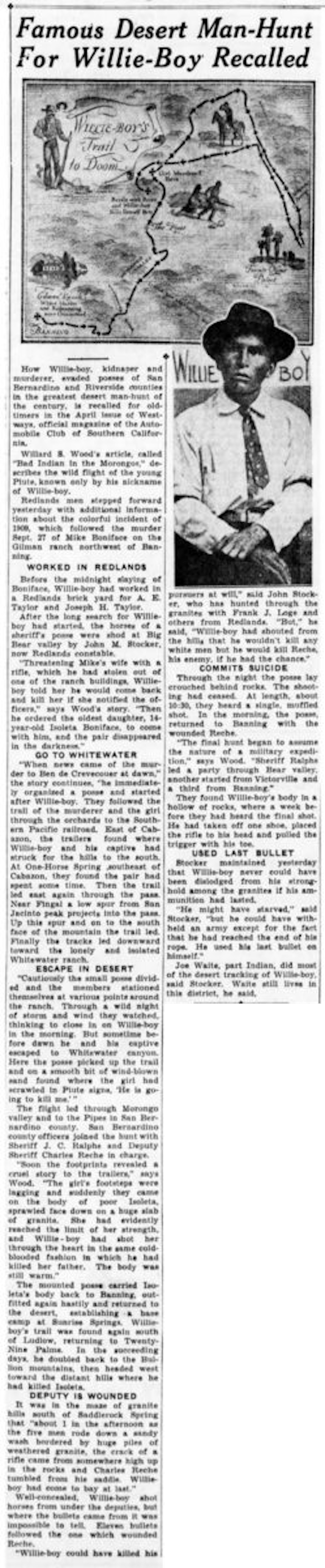 April 17, 1935 - The San Bernardino County Sun article clipping