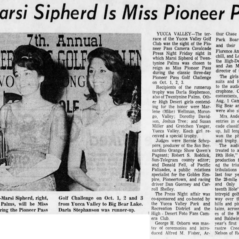 Miss Pioneer Pass article clipping