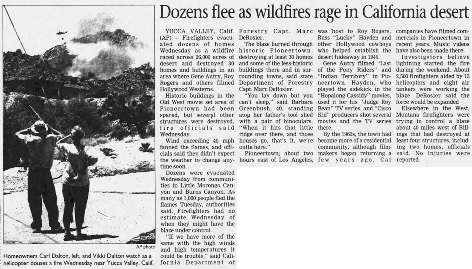 dozens flee wildfire clipping