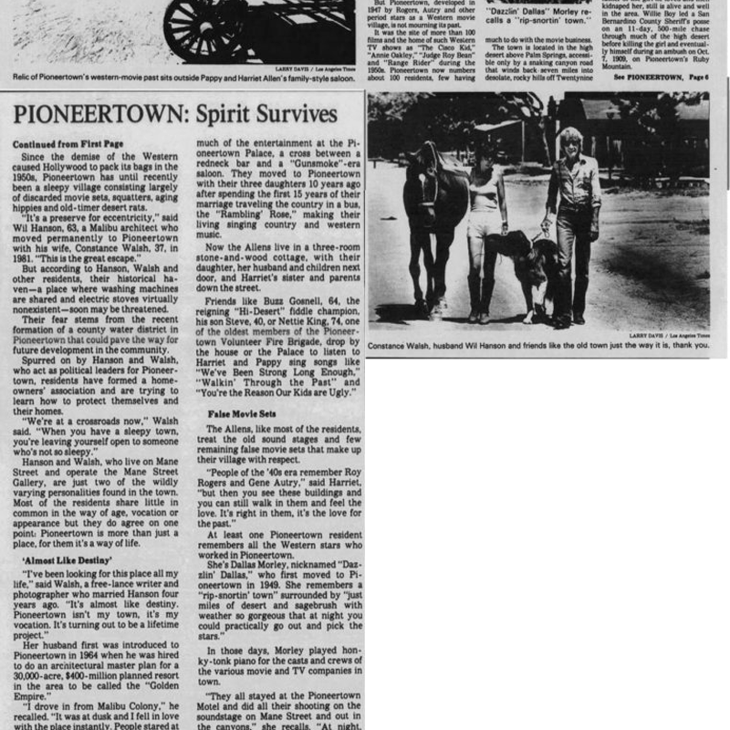 Sept. 26, 1983 Pioneertown spirit article clipping
