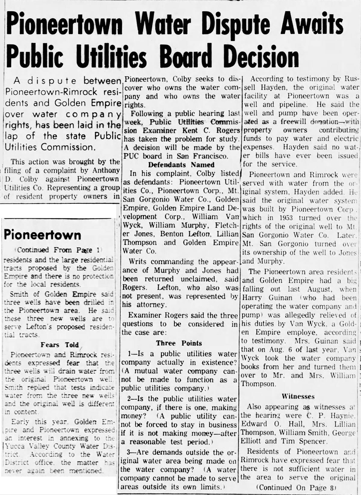 clipping of Sept. 1, 1966 Hi-desert Star article.